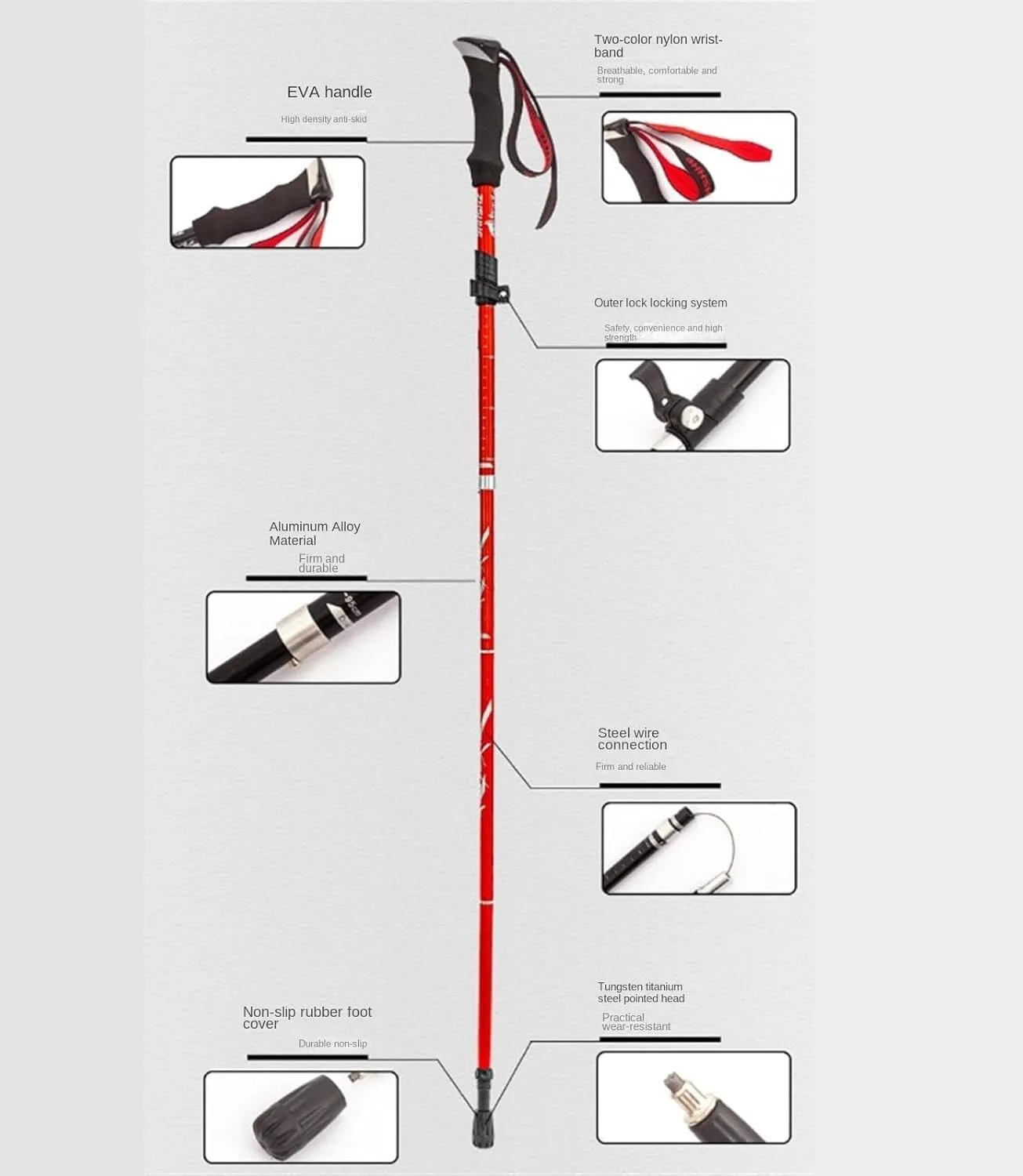 Hiking Trekking Poles Trekking Poles Lightweight Aluminum Alloy Adjustable Hiking Poles Walking Sticks for Hiking Hiking Sticks for Trekking(Black,110cm)