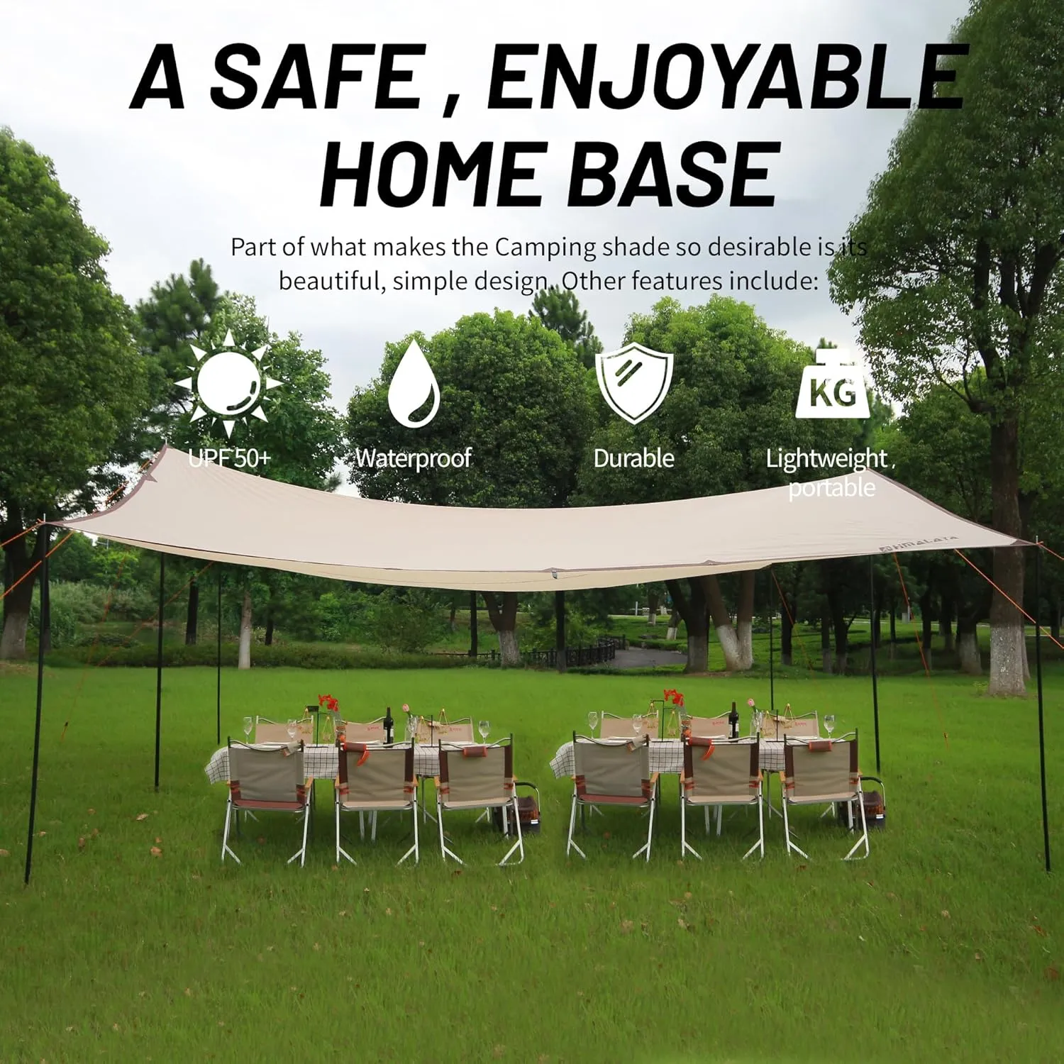 Himalaya Rain Tarp for Camping 4-6 Person Tent Tarp with 2 Poles Canopy Sun Shield Tarp UPF 50  Outdoor Camping Traveling Awning Backpacking (204.7" x 171.2")