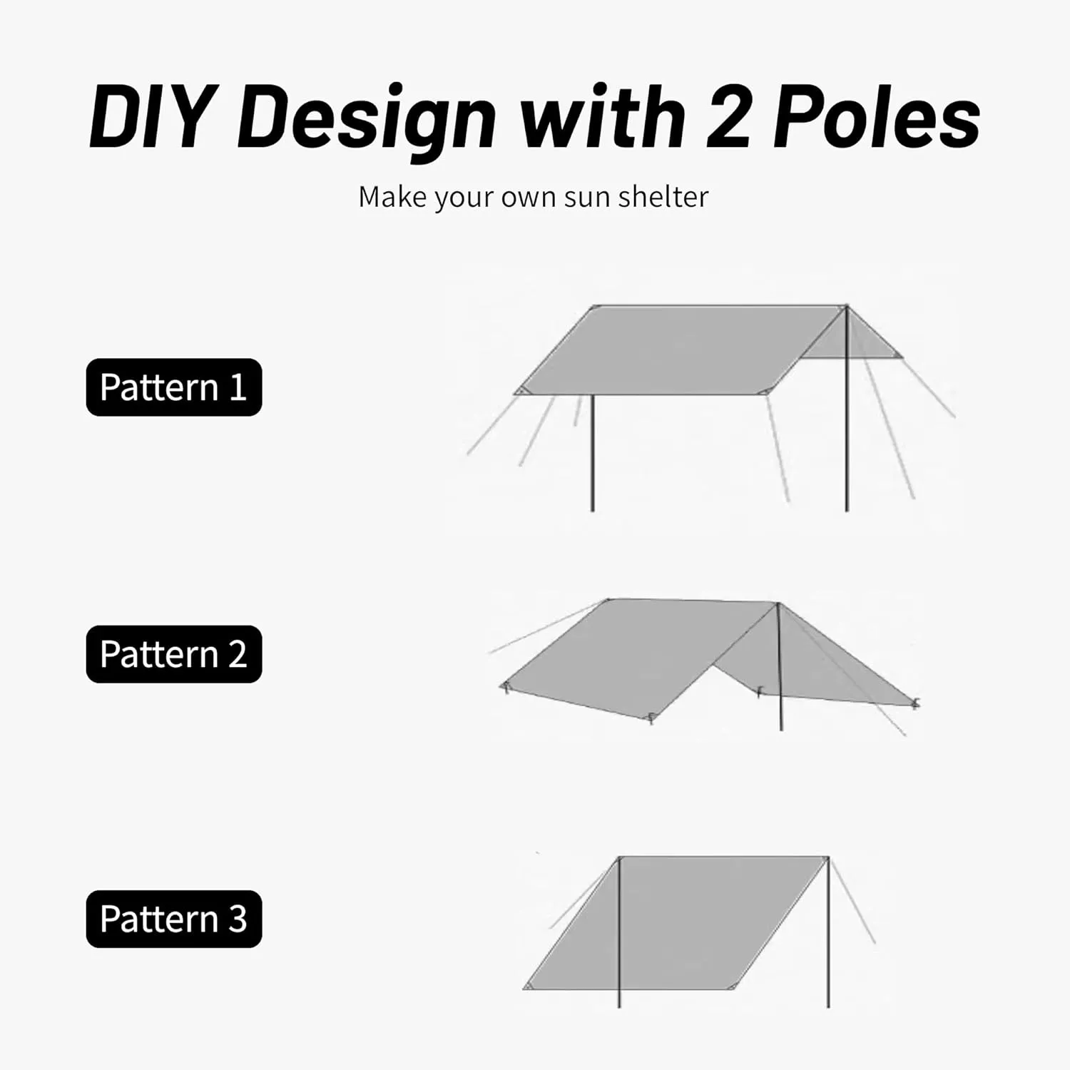 Himalaya Rain Tarp for Camping 4-6 Person Tent Tarp with 2 Poles Canopy Sun Shield Tarp UPF 50  Outdoor Camping Traveling Awning Backpacking (204.7" x 171.2")