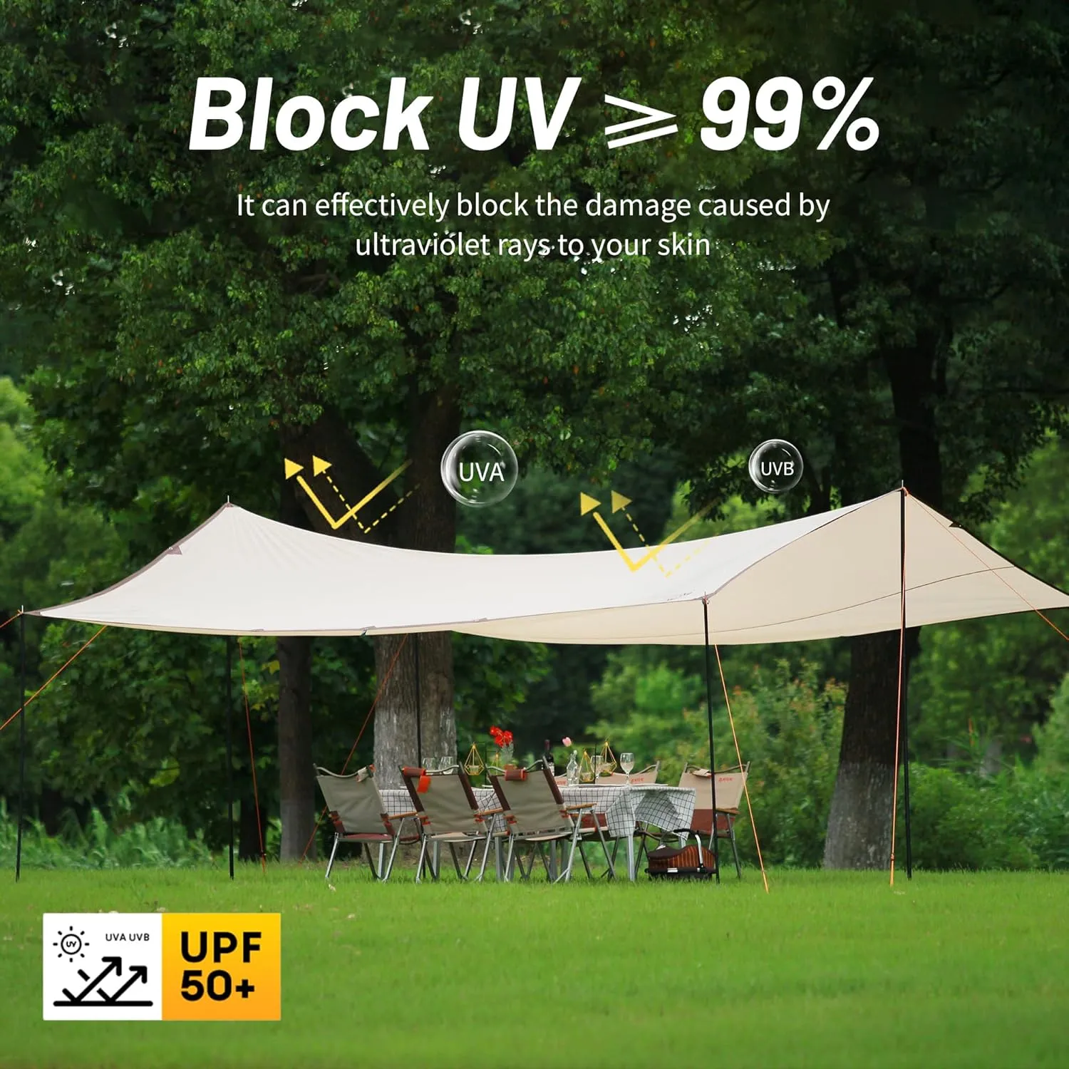 Himalaya Rain Tarp for Camping 4-6 Person Tent Tarp with 2 Poles Canopy Sun Shield Tarp UPF 50  Outdoor Camping Traveling Awning Backpacking (204.7" x 171.2")