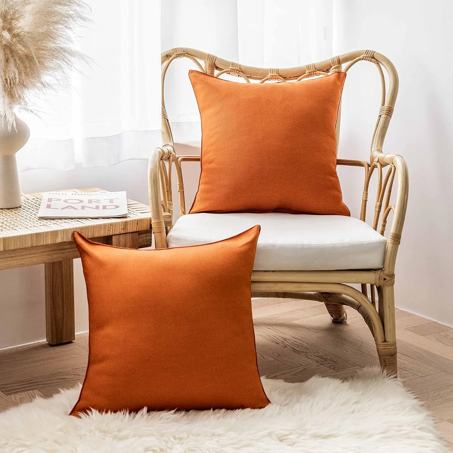 Home Brilliant Outdoor Pillow Covers 20x20 Burnt Orange Throw Pillows for Couch Bench Patio Waterproof Pillow Cases Set of 4, 20 x 20 inch, Burnt Orange