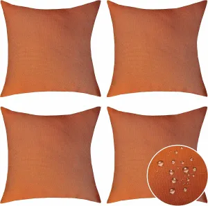Home Brilliant Outdoor Pillow Covers 20x20 Burnt Orange Throw Pillows for Couch Bench Patio Waterproof Pillow Cases Set of 4, 20 x 20 inch, Burnt Orange