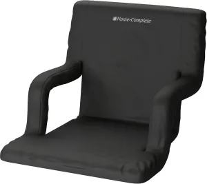 Home-Complete Stadium Chair Cushion - Bleacher Seat with Padded Back Support, Armrests, 6 Reclining Positions, and Portable Carry Straps (Black)