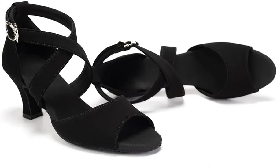HROYL Women Latin Ballroom Dance Shoes Salsa Tango Low Heel Performence Dancing Shoes,FT095