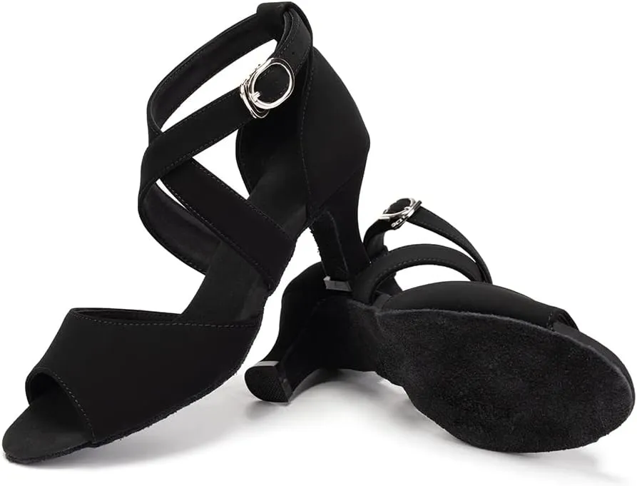 HROYL Women Latin Ballroom Dance Shoes Salsa Tango Low Heel Performence Dancing Shoes,FT095