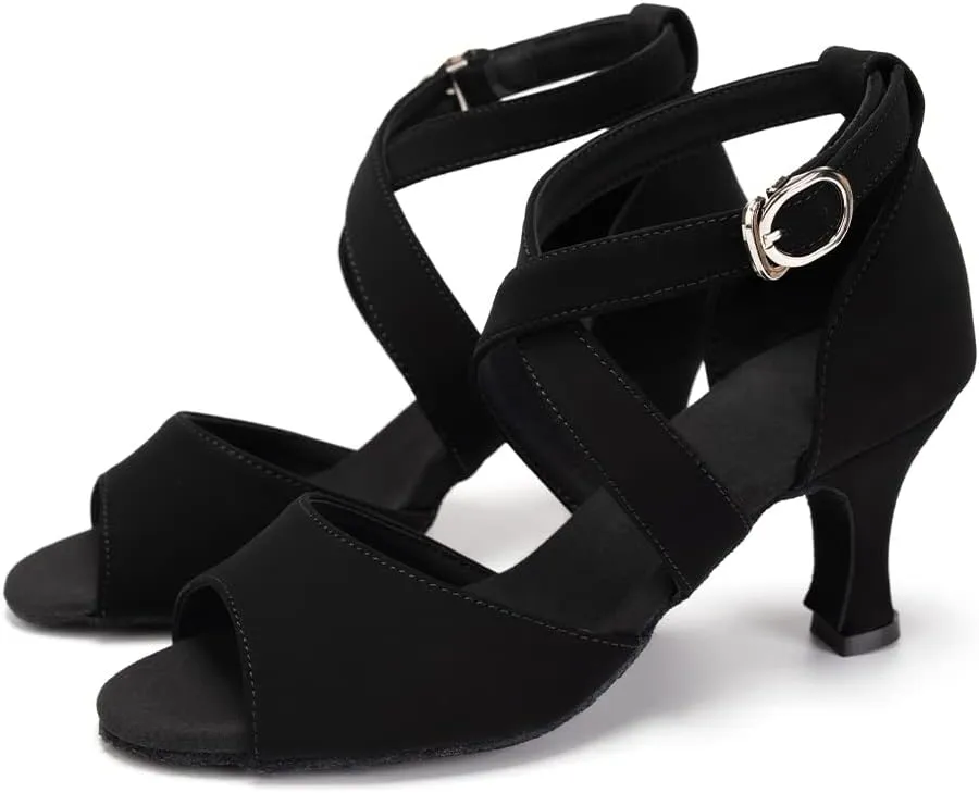 HROYL Women Latin Ballroom Dance Shoes Salsa Tango Low Heel Performence Dancing Shoes,FT095