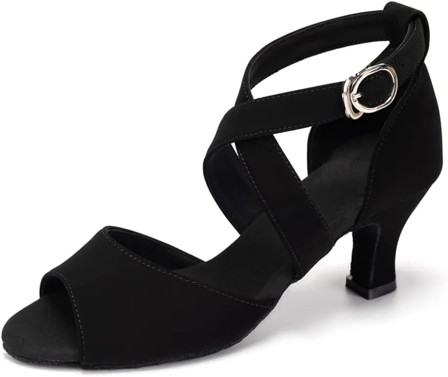HROYL Women Latin Ballroom Dance Shoes Salsa Tango Low Heel Performence Dancing Shoes,FT095