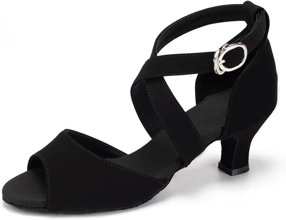 HROYL Women Latin Ballroom Dance Shoes Salsa Tango Low Heel Performence Dancing Shoes,FT095