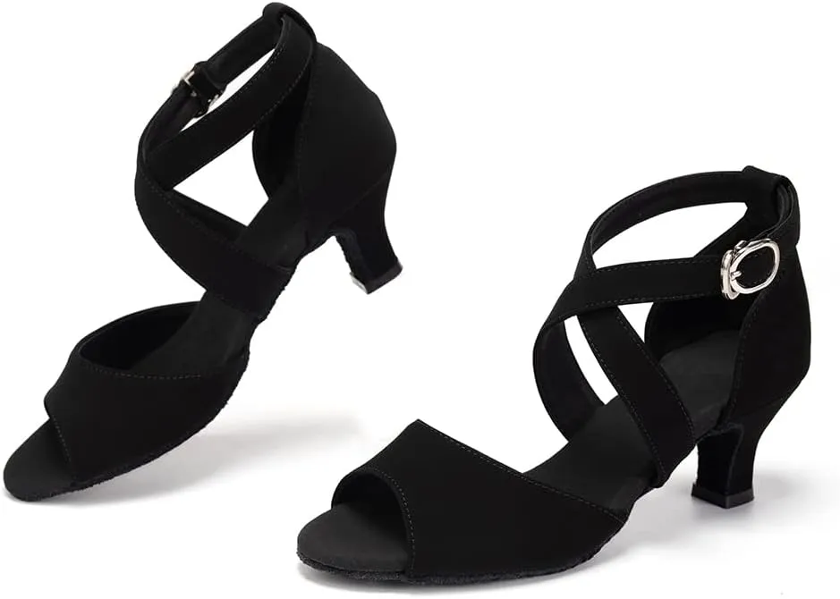 HROYL Women Latin Ballroom Dance Shoes Salsa Tango Low Heel Performence Dancing Shoes,FT095