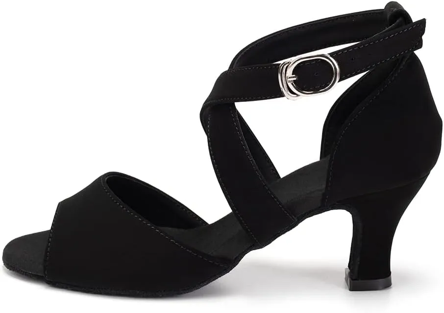 HROYL Women Latin Ballroom Dance Shoes Salsa Tango Low Heel Performence Dancing Shoes,FT095