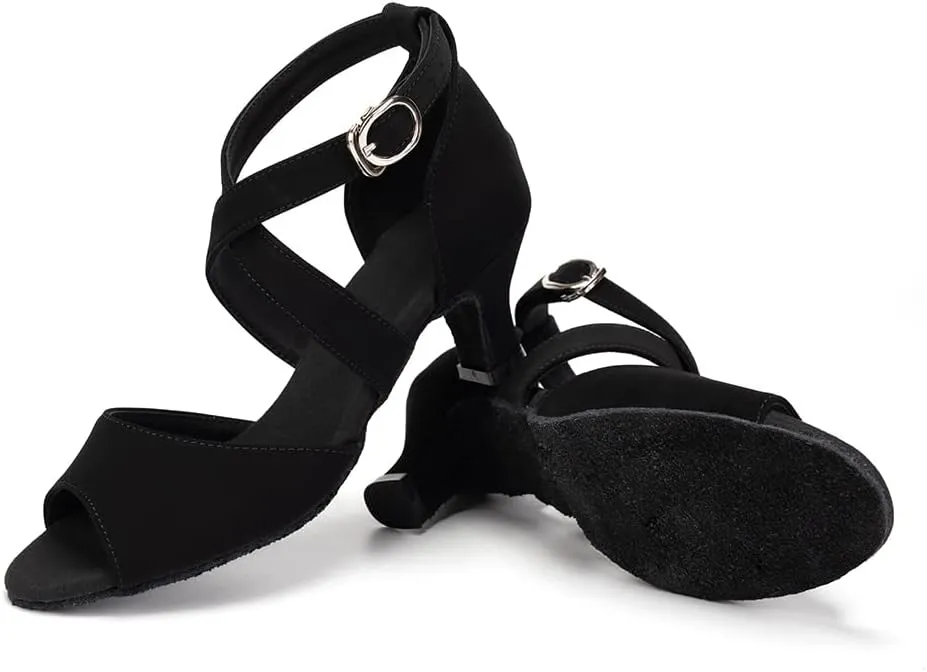 HROYL Women Latin Ballroom Dance Shoes Salsa Tango Low Heel Performence Dancing Shoes,FT095