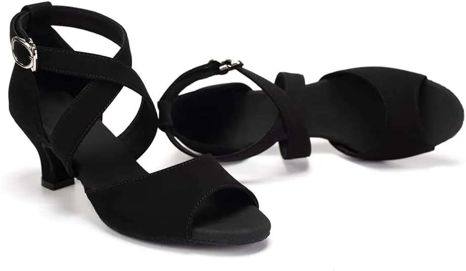 HROYL Women Latin Ballroom Dance Shoes Salsa Tango Low Heel Performence Dancing Shoes,FT095