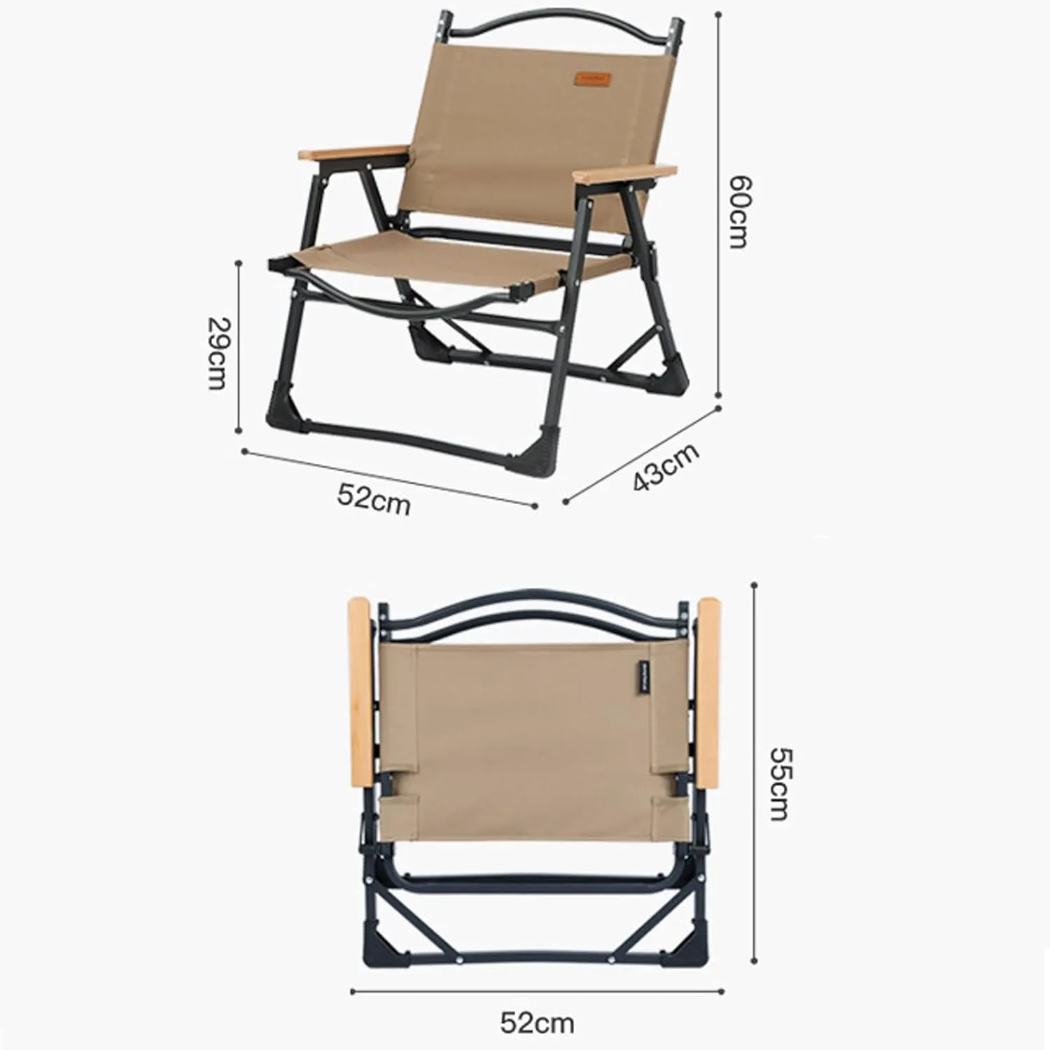 HUHJYUGE Folding Camping Chair with Armrest, Portable Folding Directors Chair, Heavy Duty Foldable Outdoor Chair, Easy Carry, for Lawn, Picnic and Fishing, Supports 265lbs (A)