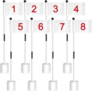 Hungdao 3 Set Golf Flagsticks Flags with Cups Practice Putting Green Pole Pin Flagpole Golf Hole Cup Nylon Flags Portable Mini Flag Sticks 2 Section for Yard Garden Indoor Outdoor