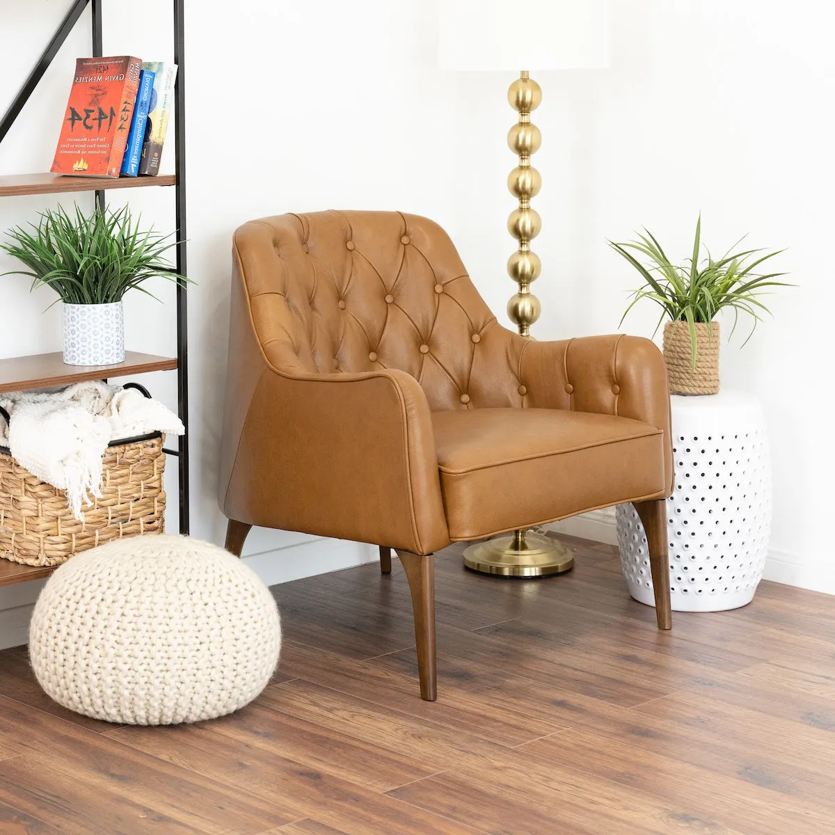 Hurley Tan Leather Lounge Chair