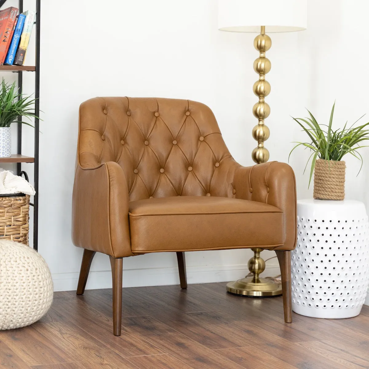 Hurley Tan Leather Lounge Chair