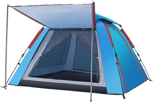 Hydraulic Dome Rainproof Tents, Double Layer Multifunctional Tent, Large Family Sunscreen Tent, Suitable for 4-6 Person Outdoor Camping (Blue) (Blue)