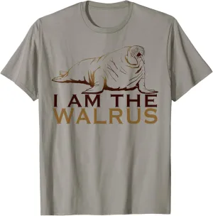 I Am The Walrus T-Shirt - Unisex Adult - Grey - Short Sleeve - Classic Fit - Winter - Cotton & Polyester Blend - Small