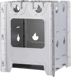 iBasingo Camping Stove Titanium Wood Stove with Rack Holder Branch Charcoal Burning Ultralight Outdoor Backpacking Survival Heater Portable Removable Charcoal Tool Ti2008C