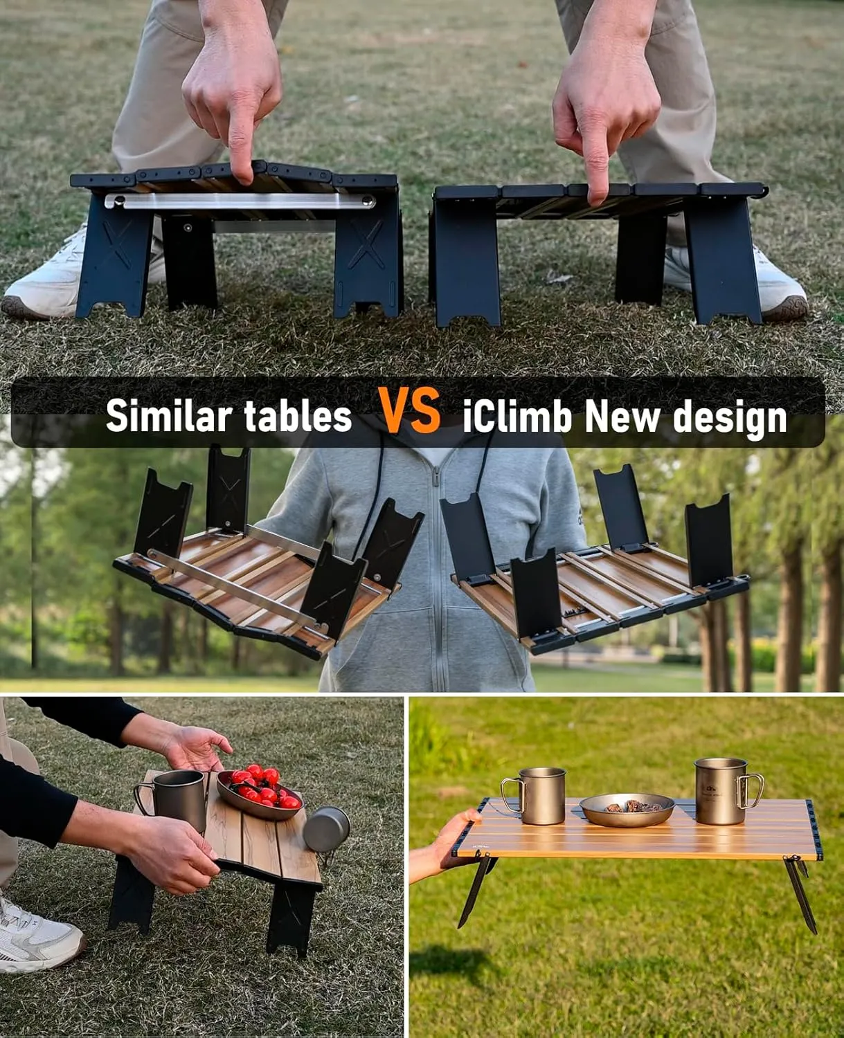 iClimb Ultralight Compact Mini Beach Picnic Folding Table with Carry Bag