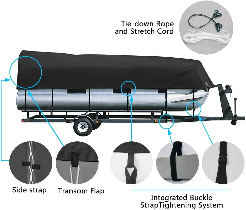 iCOVER Trailerable Pontoon Boat Cover, Fits 17 to 28ft Long & Beam Width up to 102in Pontoon Boat with Storage Bag