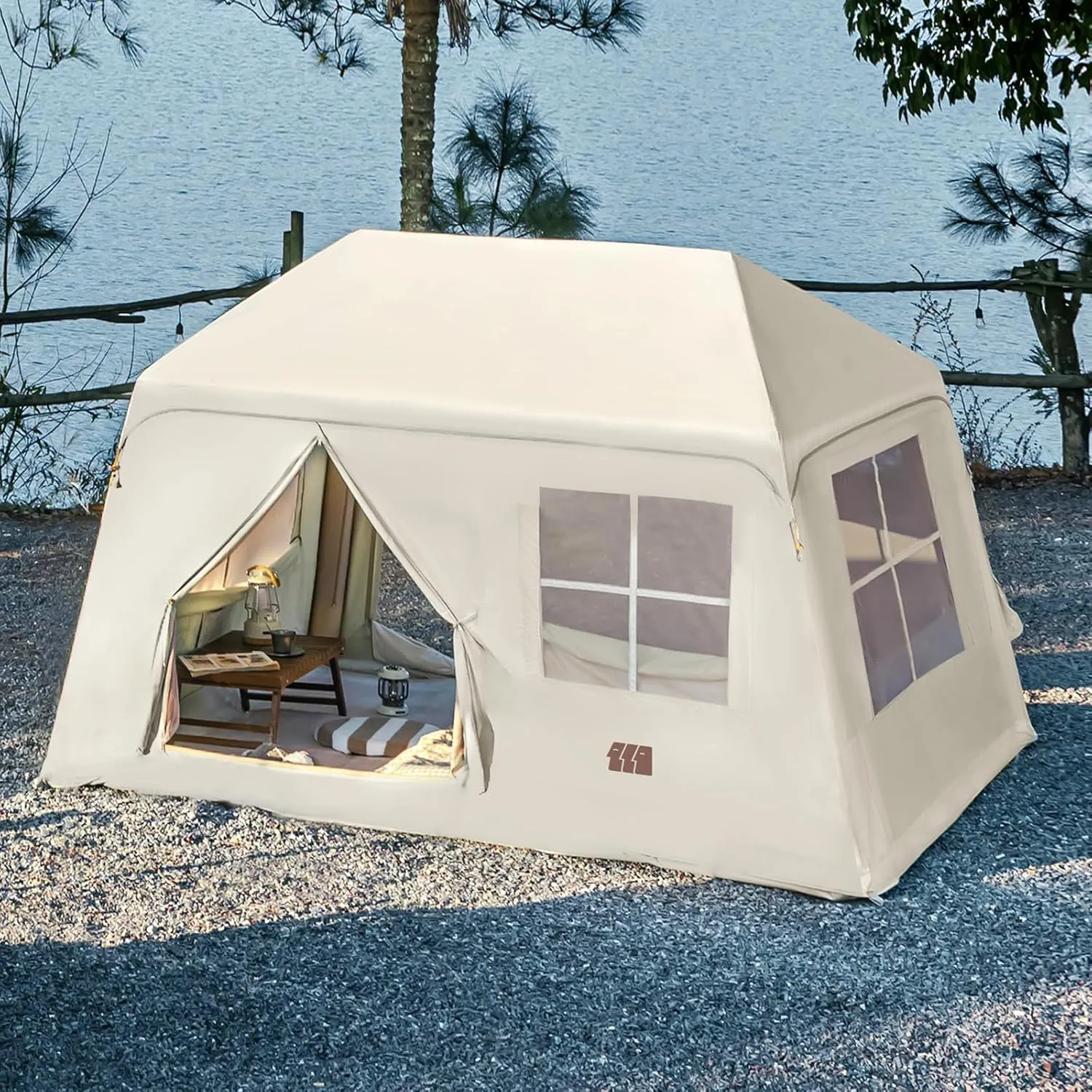 Inflatable Tents for Camping, Blow Up Tents with Hand Pump, 3-4 Person Air Glamping Tent