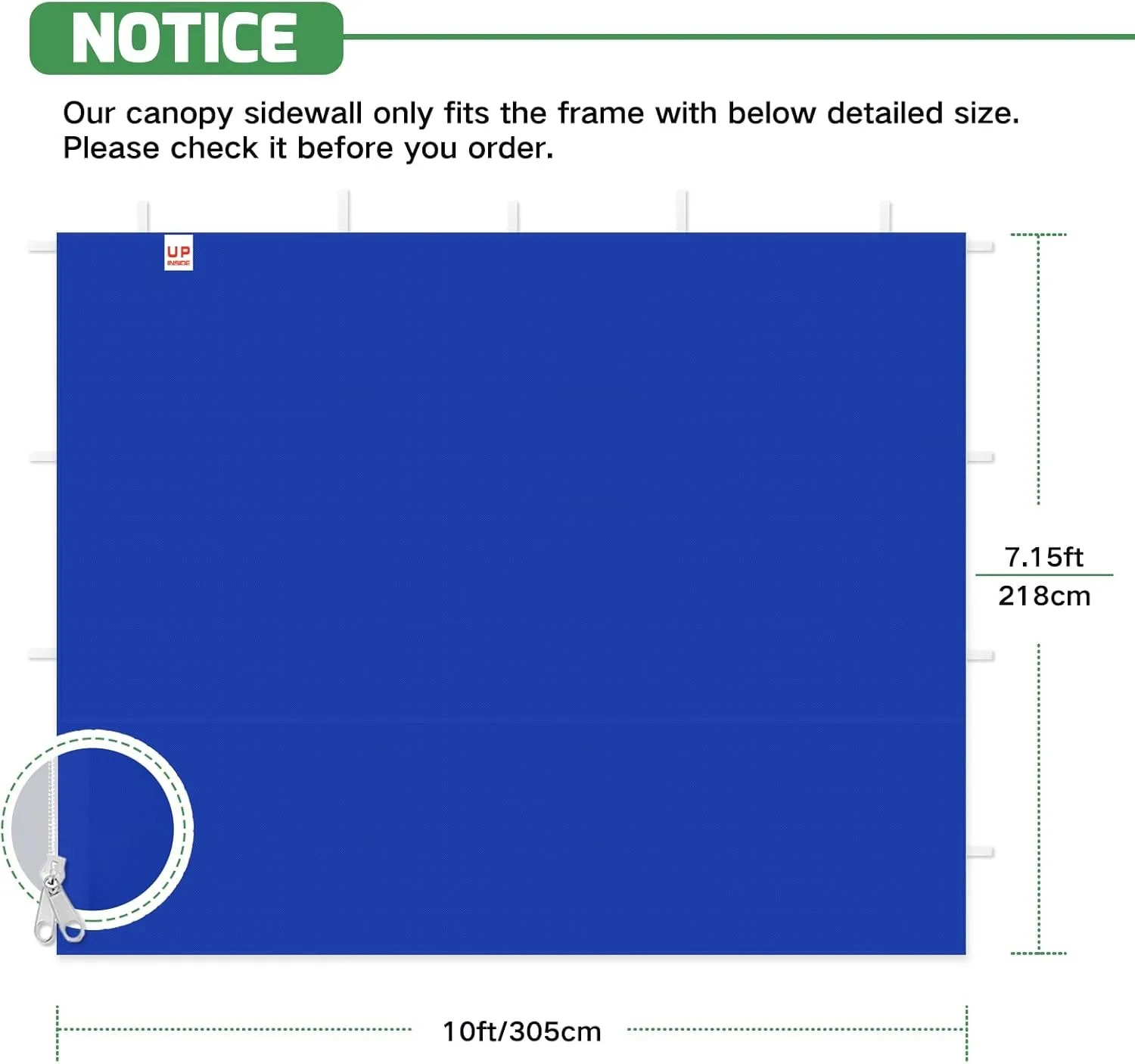 Instant Canopy Tent Sidewalls for 10x10 Pop Up Canopy 210D Waterproof, 3 Piece Sidewalls, Blue(3PCS Sidewall Only, Canopy Tent NOT Included)