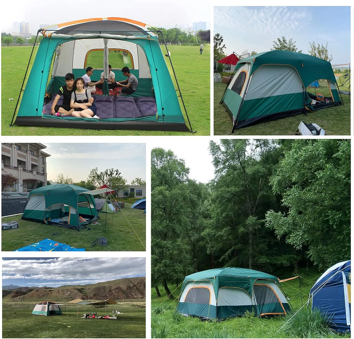 Instant Pop-up Camping Tent for 3-8 People Lightweight Tent Waterproof Double Layer Family Tent with Carrying Bag for Outdoor Camping Hiking Climbing Fishing Survival Festivals Garden