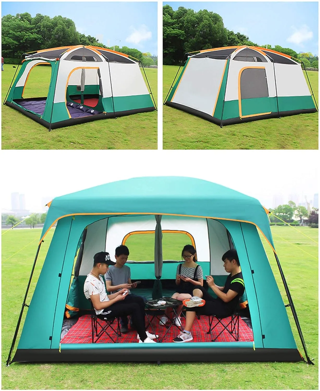 Instant Pop-up Camping Tent for 3-8 People Lightweight Tent Waterproof Double Layer Family Tent with Carrying Bag for Outdoor Camping Hiking Climbing Fishing Survival Festivals Garden