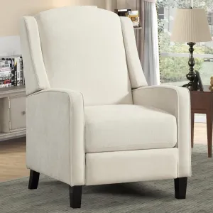 INZOY Wingback Pushback Recliner Chair, Fabric Push Back Recliners with Padded Seat, Mid Century Modern Reclining Chair for Living Room Bedroom, White