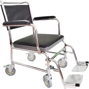 IOCCIOBB Wheeled Commode Chair,Toilet Chair Wheelchair 3 in 1 Shower Seat with Footrests Padded Cushion for Easy Transfer Elderly Walking Aid
