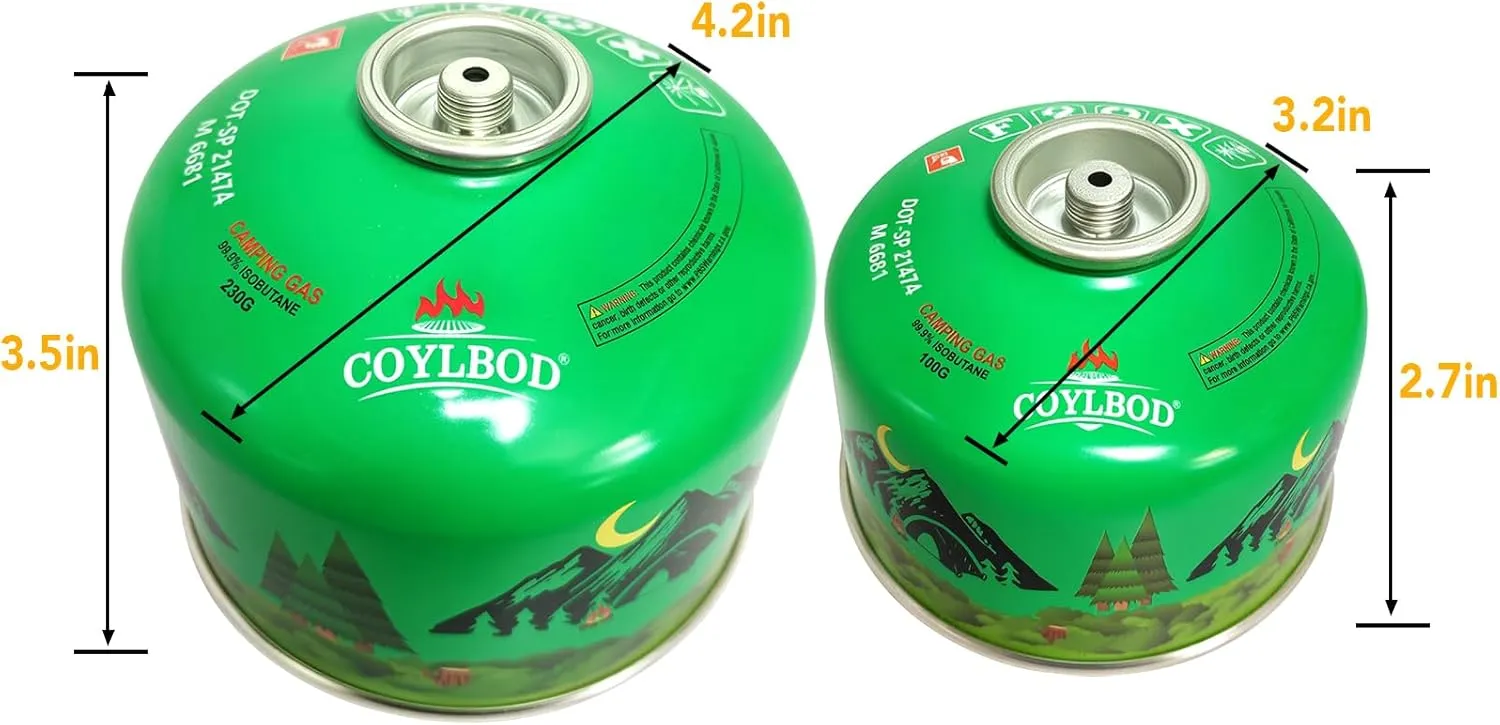 Isobutane Fuel Canister 230g, Camping Stove Fuel, Butane Camping Propane Mixture Blend Camping Fuel Gas (3 Pack)