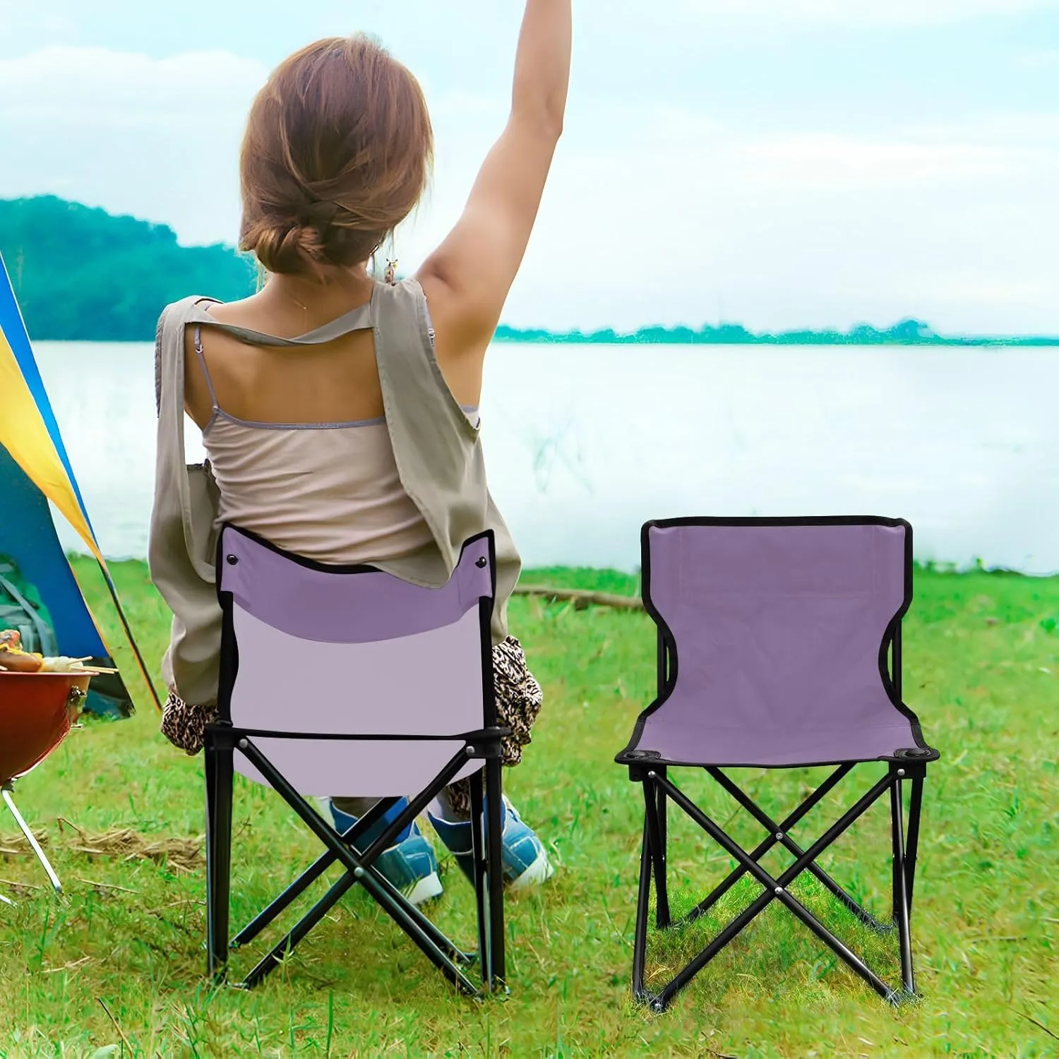 J JOYSAY Grape Portable Camping Chair Lightweight Outdoor Folding Chair for Adults Travel Chair for Outside Camping Sports Beach Travel Hiking
