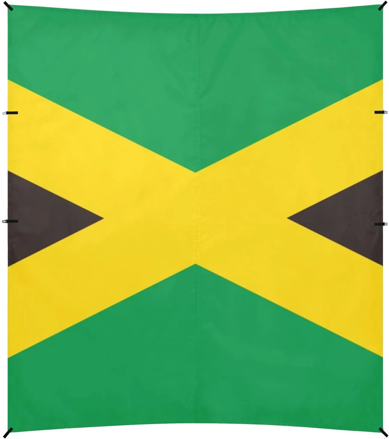 Jamaica Flag Design Foldable Beach Cabana UPF50 Easy Setup Outdoor Sun Shade Includes Sand Shovel, Sandbags, Stability Poles for Family Trips, Picnics & Camping