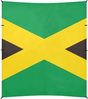 Jamaica Flag Design Foldable Beach Cabana UPF50 Easy Setup Outdoor Sun Shade Includes Sand Shovel, Sandbags, Stability Poles for Family Trips, Picnics & Camping