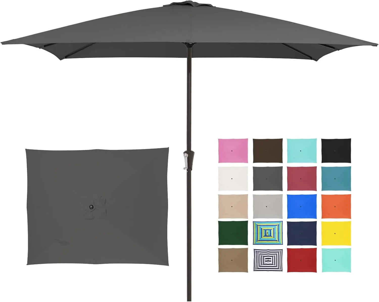 JEAREY 8x10 ft Rectangular Patio Umbrellas Outdoor Table Market Umbrella w/Crank, 8 Sturdy Ribs, UV Protection Waterproof Sunproof for Garden, Deck, Backyard, Pool(Gray)