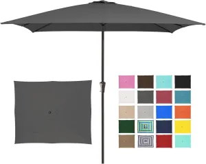 JEAREY 8x10 ft Rectangular Patio Umbrellas Outdoor Table Market Umbrella w/Crank, 8 Sturdy Ribs, UV Protection Waterproof Sunproof for Garden, Deck, Backyard, Pool(Gray)