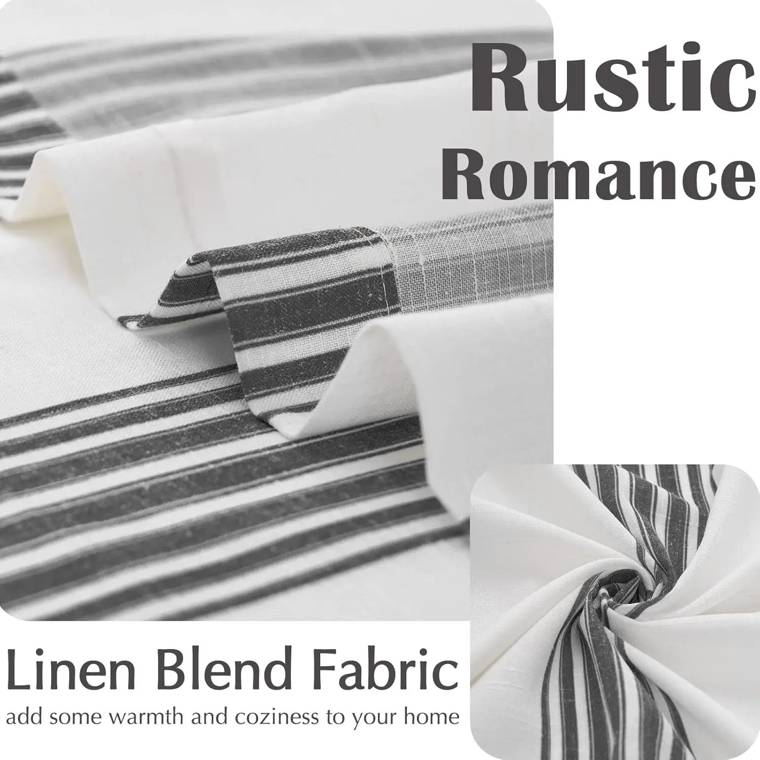 jinchan Striped Linen Valance Curtain 16 Inch Vertical Striped Valance for Kitchen Bathroom Light Filtering Window Treatment Rod Pocket Farmhouse Rustic Semi Sheer Short Window Curtain 1 Panel Black