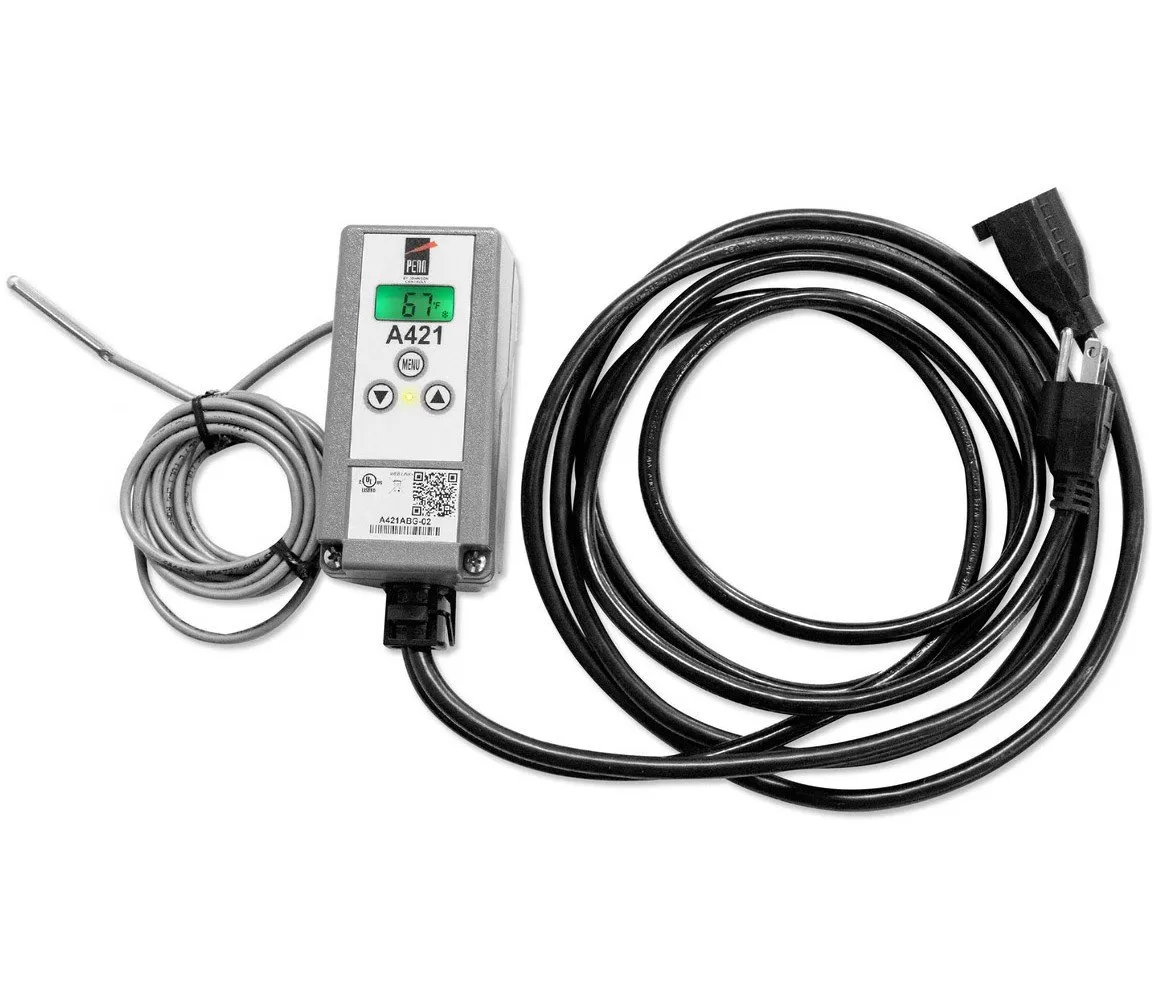 Johnson Controls A421ABG-02C A421 Series Electronic Temperature Control with Pre Wired Power Cord, -40 to 212 Degree F Temperature Range,Silver