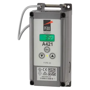 Johnson Controls A421GEF-02C Penn Series A421 Low-Voltage Type 4X Electronic Temperature Control, IP67 Weathertight Enclosure, 24 VAC, Includes an A99BB-200C Temperature Sensor with 6' 7-1/5" Cable