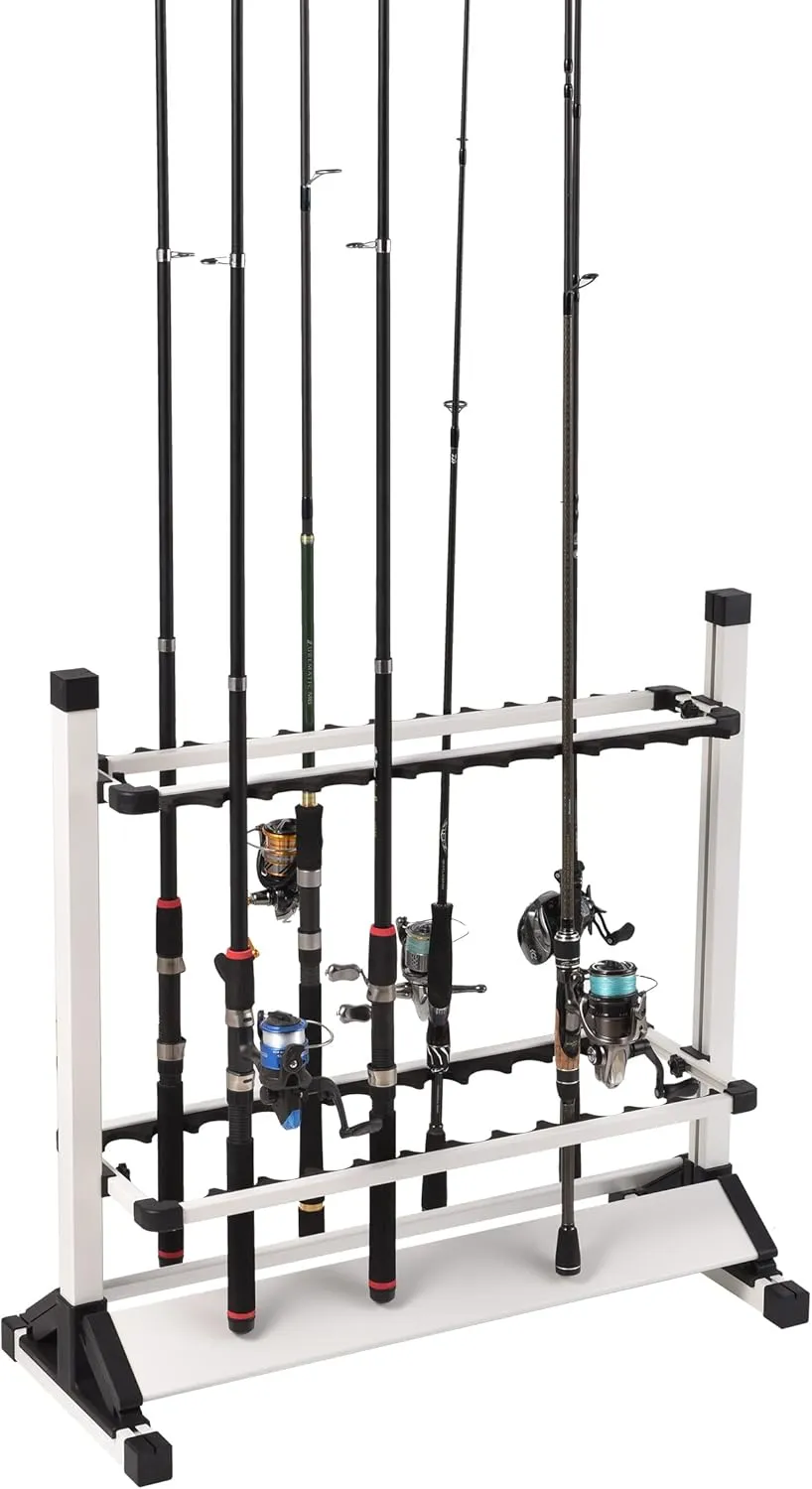 JOYWAVE Fishing Rod Holders,Aluminium Fishing Pole Holders,Portable Fishing Rod Rack,Holds Up to 24 Rods,Fishing Pole Vertical Ground Display Rack