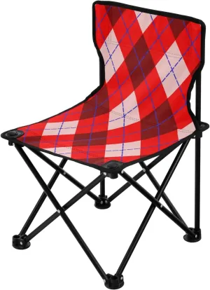JUNZAN Plaid Packable Camp Chair Ultralight Folding Backpack Chair Carry Bag Included Portable Chair for Waiting in Line for Indoor Outdoor