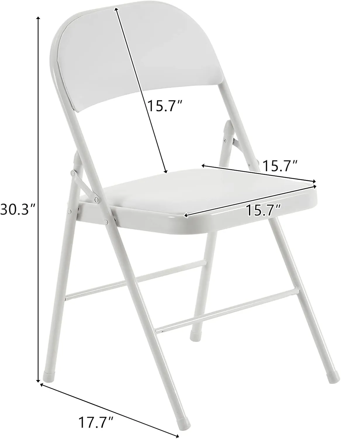 Karl home 6 Pack White Folding Chairs with Padded Seats for Outdoor & Indoor, Portable Stackable Commercial Seat with Steel Frame for Events Office Wedding Party, 330lbs Capacity