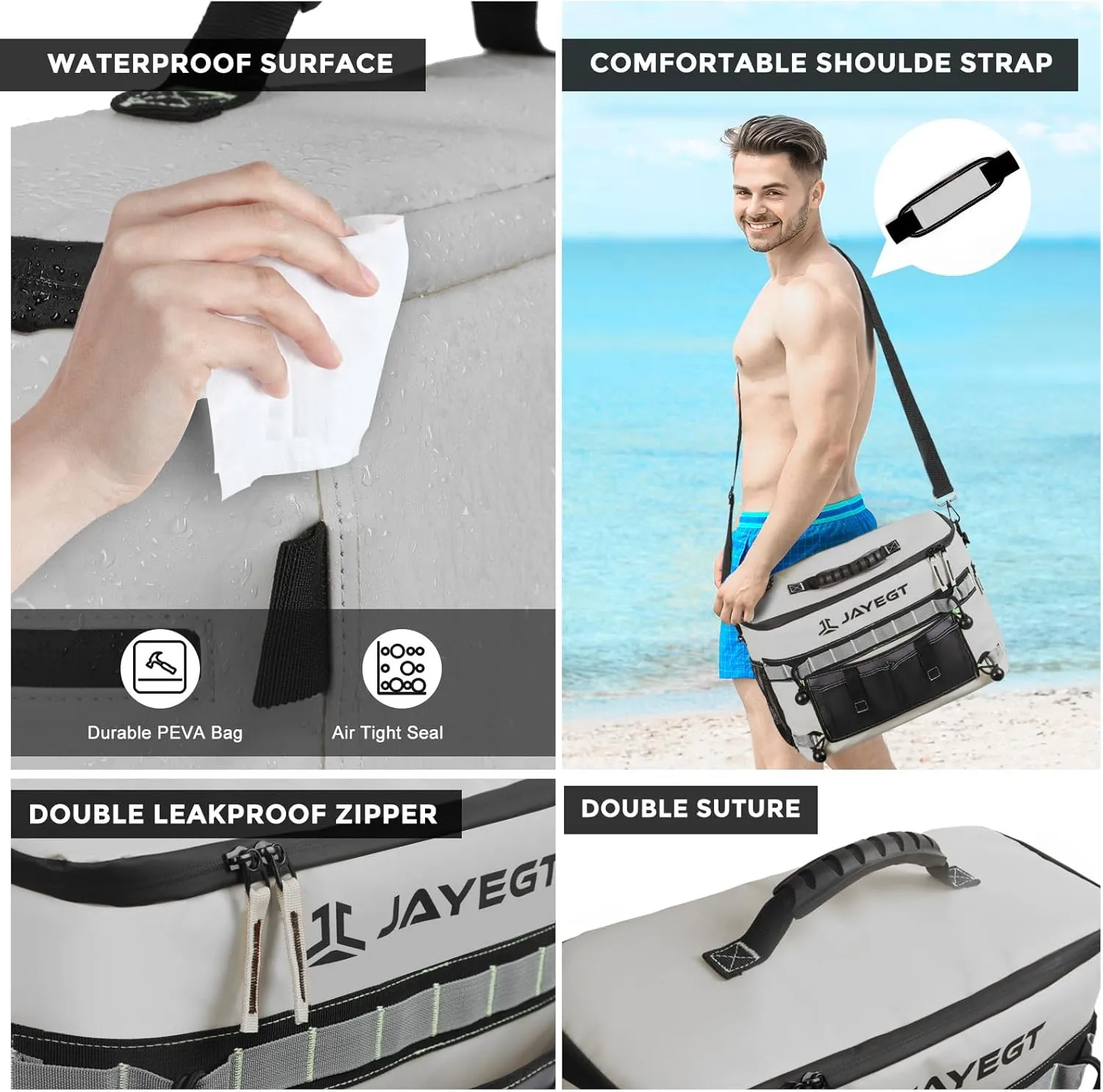 Kayak Cooler Behind Seat - Waterproof Cooler Bag Compatible with Lawn-Chair Seat Kayak，Kayak Accessories Camping Cooler, Portable Ice Chest for Fishing, Beach, Travel,Picnic, Cooler Leak-Proof
