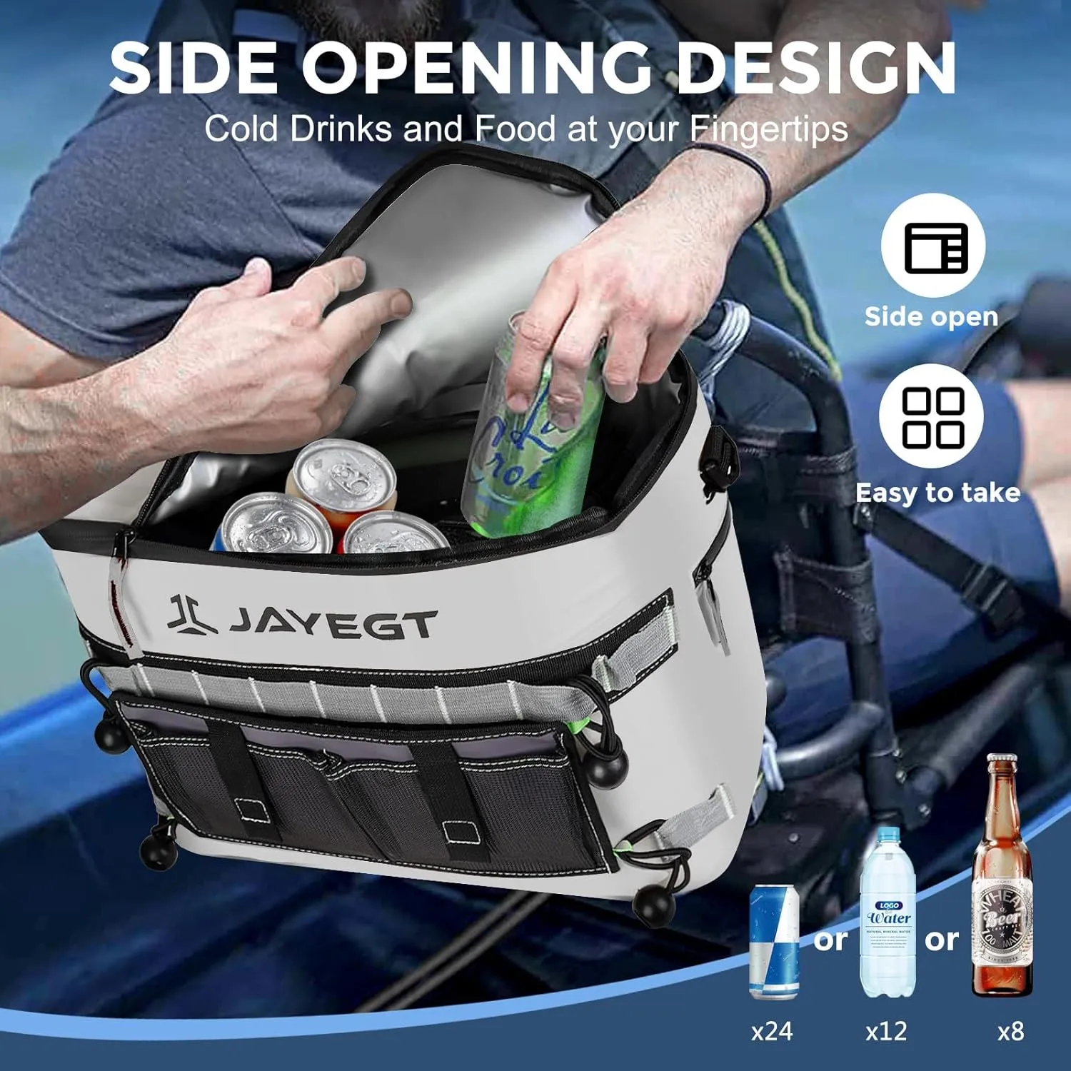 Kayak Cooler Behind Seat - Waterproof Cooler Bag Compatible with Lawn-Chair Seat Kayak，Kayak Accessories Camping Cooler, Portable Ice Chest for Fishing, Beach, Travel,Picnic, Cooler Leak-Proof