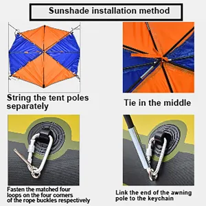 Keenso 2‑4 Persons Boat Sun Shelter Sailboat Awning Cover Fishing Canopy Tent Sun Shade