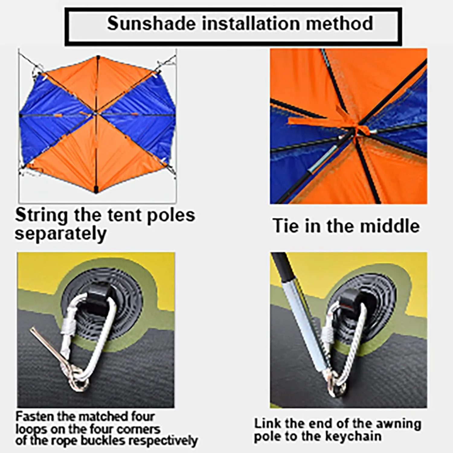 Keenso 2‑4 Persons Boat Sun Shelter Sailboat Awning Cover Fishing Canopy Tent Sun Shade