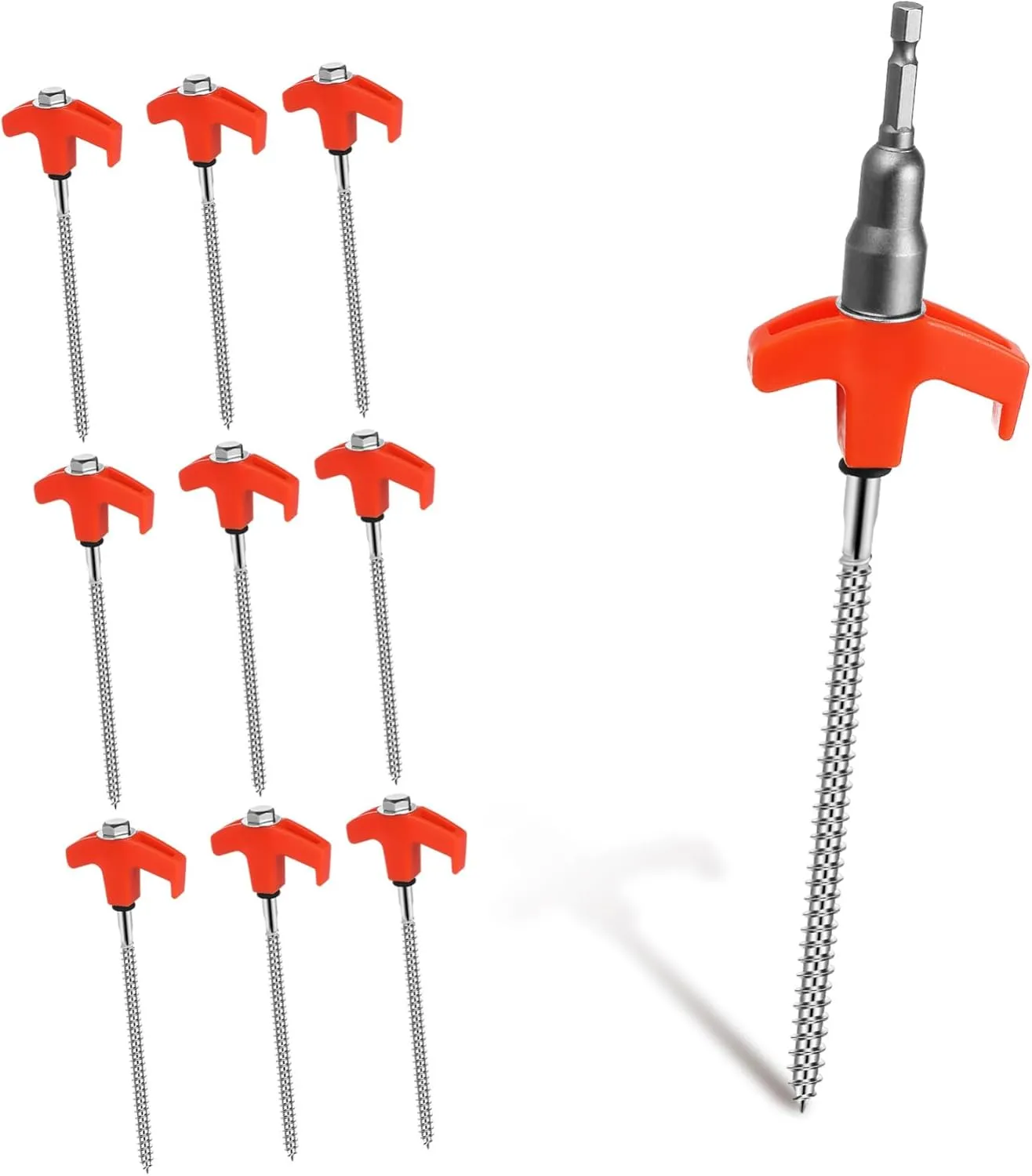 KESYOO 10 Pcs Heavy Duty Tent Stakes with Drill Compatible Sleeve Screw in Metal Pegs for Enhanced Stability and Outdoor Use for Camping and Beach Decorations