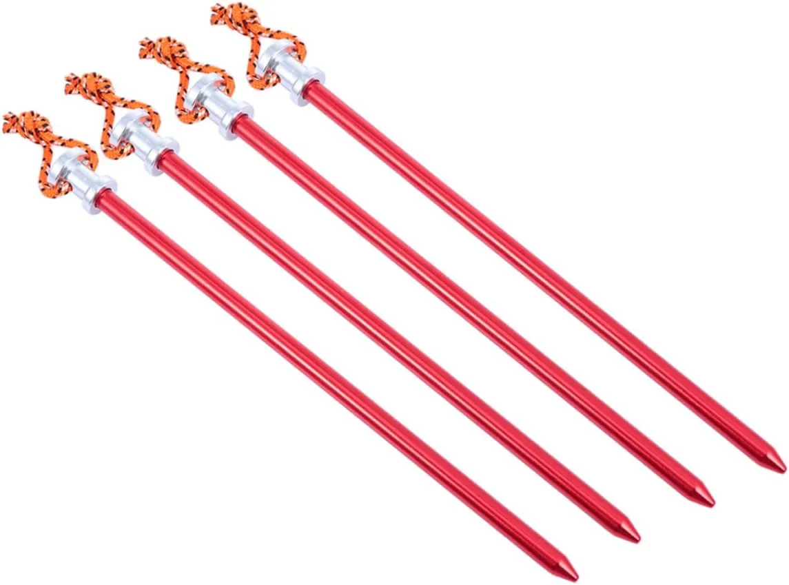 KESYOO 4pcs Tent Pegs Stakes Small Tent for Camping Tent Accessories Tall Camping Movable Tent Stick Ground Outdoor Portable Tent Nails Tent Stake Durable Tent Nail Aluminum Alloy Red