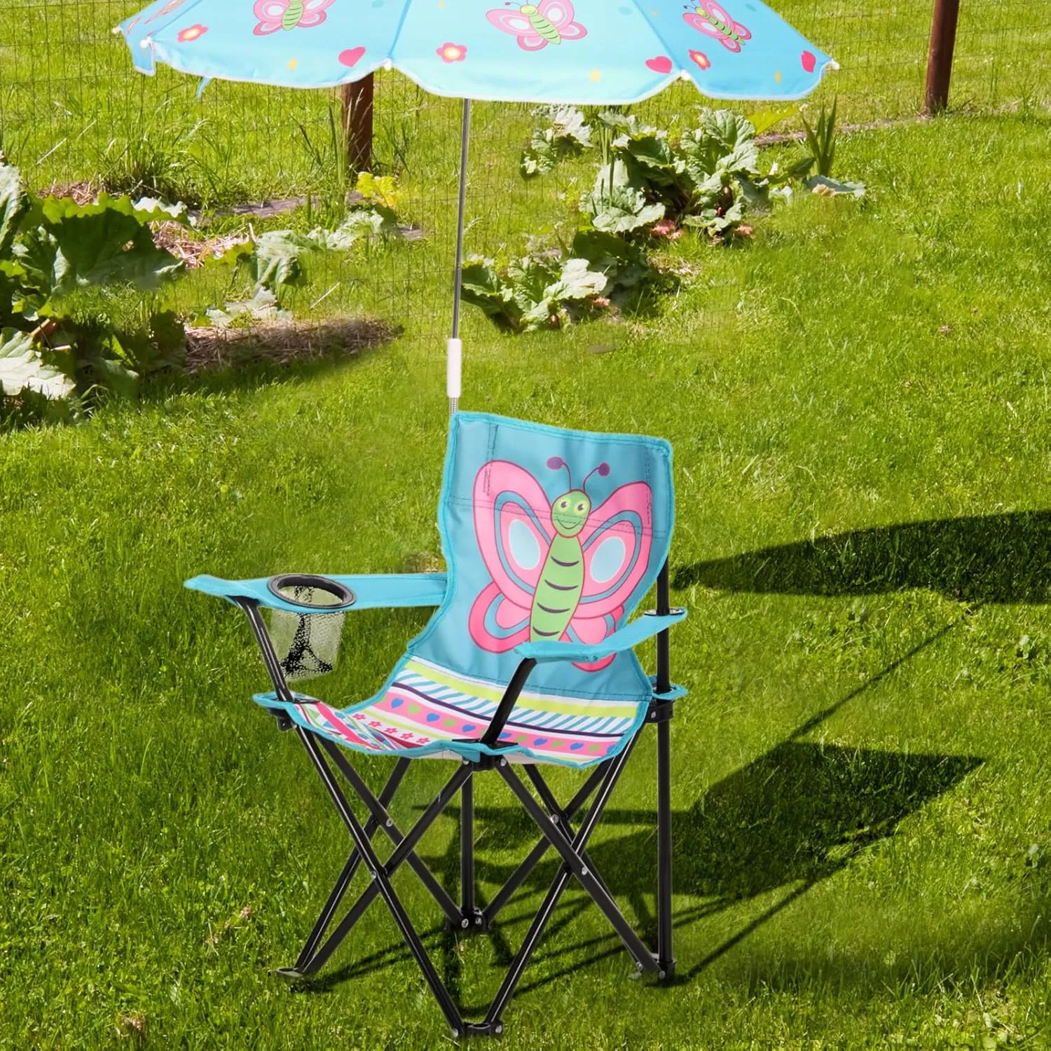 Kids Beach Chair with Umbrella Child Folding Chair Umbrella with Universal Clamp for Children Beach Camping Patio Garden Outdoor Lawn Pool Travel Indoor